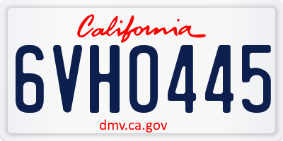 CA license plate 6VHO445