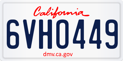 CA license plate 6VHO449