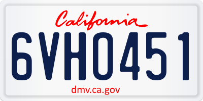 CA license plate 6VHO451