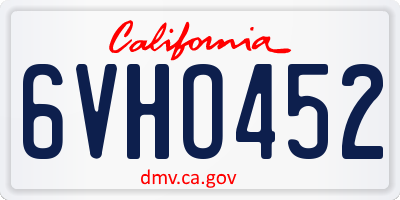 CA license plate 6VHO452