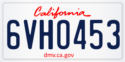 CA license plate 6VHO453