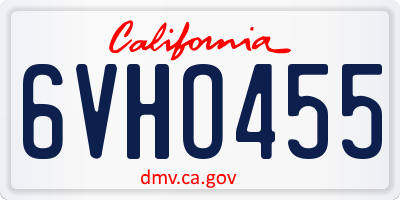 CA license plate 6VHO455