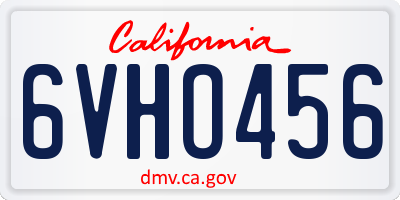 CA license plate 6VHO456