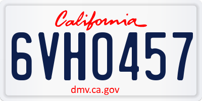 CA license plate 6VHO457