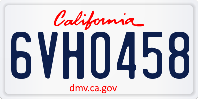 CA license plate 6VHO458
