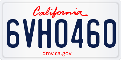 CA license plate 6VHO460