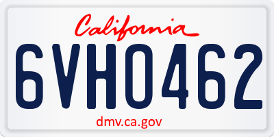CA license plate 6VHO462