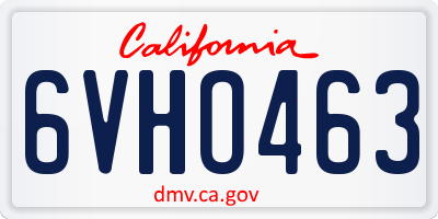 CA license plate 6VHO463
