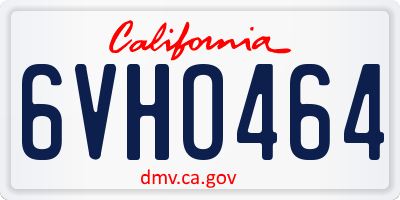 CA license plate 6VHO464