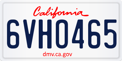 CA license plate 6VHO465