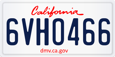 CA license plate 6VHO466