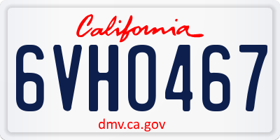 CA license plate 6VHO467