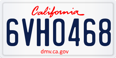 CA license plate 6VHO468
