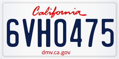 CA license plate 6VHO475