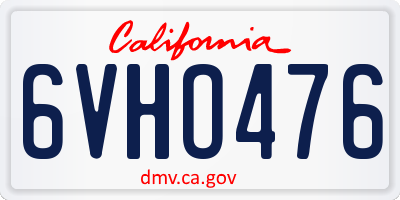 CA license plate 6VHO476