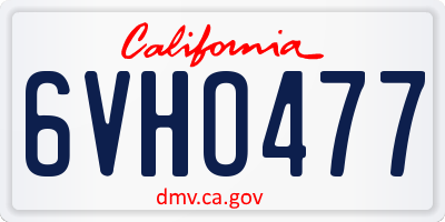 CA license plate 6VHO477