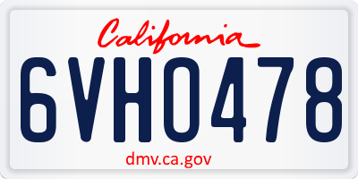 CA license plate 6VHO478
