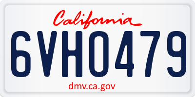 CA license plate 6VHO479