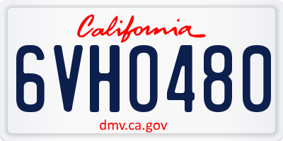 CA license plate 6VHO480