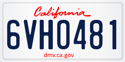 CA license plate 6VHO481