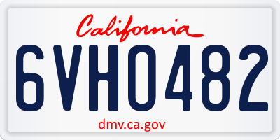 CA license plate 6VHO482