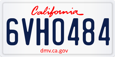 CA license plate 6VHO484