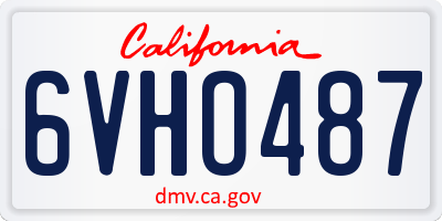 CA license plate 6VHO487