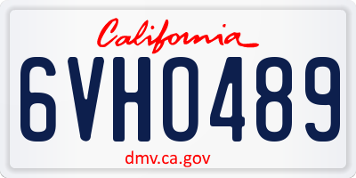 CA license plate 6VHO489