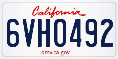 CA license plate 6VHO492