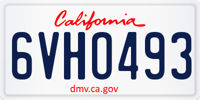 CA license plate 6VHO493