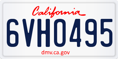 CA license plate 6VHO495