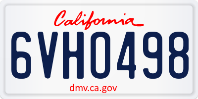 CA license plate 6VHO498