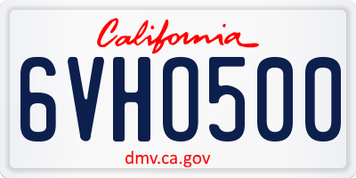 CA license plate 6VHO500