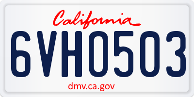 CA license plate 6VHO503