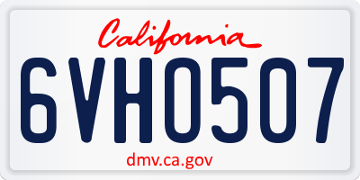 CA license plate 6VHO507