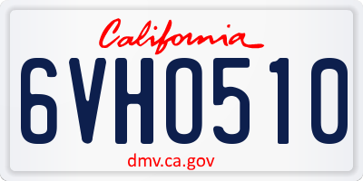 CA license plate 6VHO510