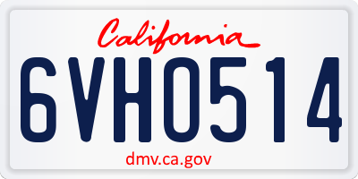 CA license plate 6VHO514