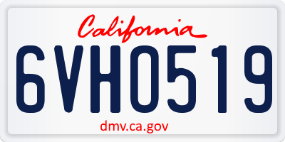 CA license plate 6VHO519