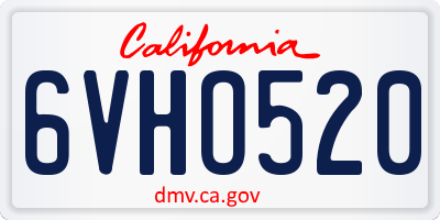 CA license plate 6VHO520