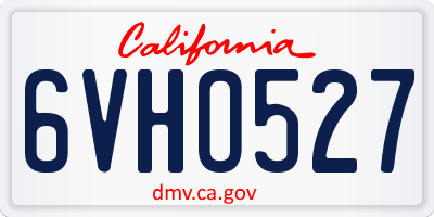 CA license plate 6VHO527