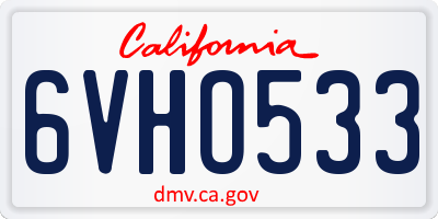 CA license plate 6VHO533