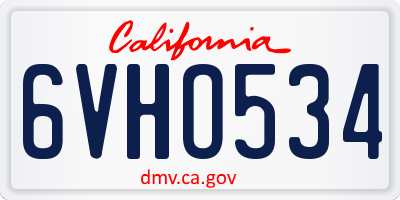 CA license plate 6VHO534