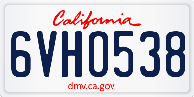 CA license plate 6VHO538
