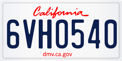 CA license plate 6VHO540