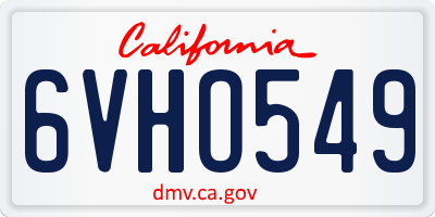CA license plate 6VHO549