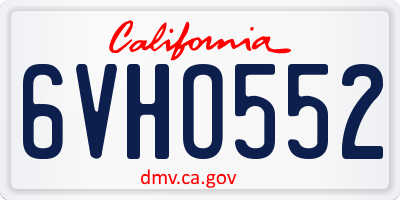 CA license plate 6VHO552