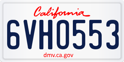CA license plate 6VHO553