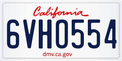 CA license plate 6VHO554