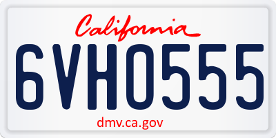 CA license plate 6VHO555