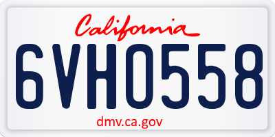 CA license plate 6VHO558